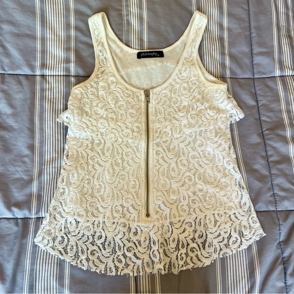 Philosophy lace zippered tank top - Picture 2 of 8